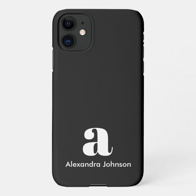 Minimaler Name für personalisierte Schwarze Modern iPhone Hülle (Rückseite)