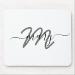 Minimaler Name Monogram White Gray Mousepad<br><div class="desc">Modernes Abstraktes zeitgenössisches Design Italienisches Design Florenz Modeflorenz K</div>