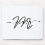 Minimaler Name Monogram White Gray Mousepad<br><div class="desc">Modernes Abstraktes zeitgenössisches Design Italienisches Design Florenz Modeflorenz K</div>