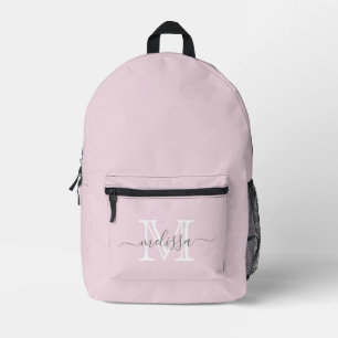 Minimaler Name und Monogramm in Rosa elegant Bedruckter Rucksack