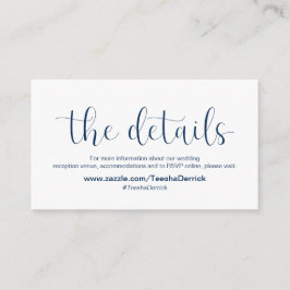 Minimaler, navy-blauer Schriftart, Hochzeitdetails Begleitkarte