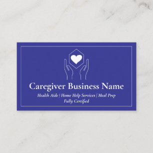 Minimaler Navy White Hand Heart Caregiver Visitenkarte