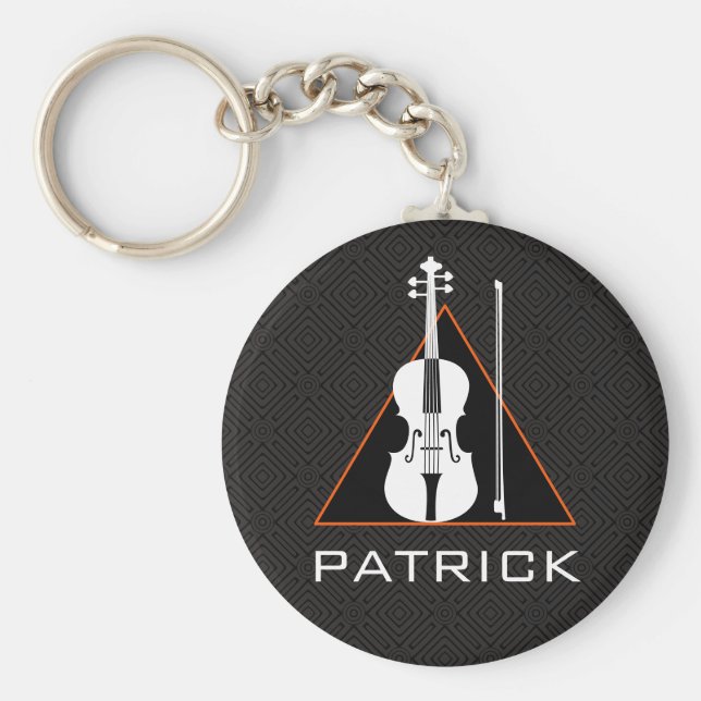 Minimaler negativer Violinraum Moderner Violinist Schlüsselanhänger (Vorne)