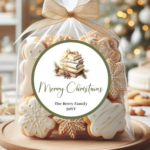Minimaler neutraler Weihnachtsfamilienname-Aufkleb Runder Aufkleber