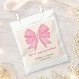 Minimaler Niedlicher Pink Bow Geburtstag Geschenktütchen