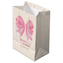Minimaler Niedlicher Pink Bow Geburtstag Mittlere Geschenktüte
