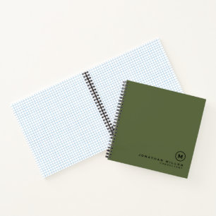 Minimaler Olive Classic Monogram Graph Notizbuch