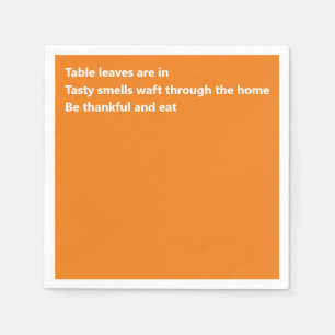 Minimaler Orange Erntedank Modernes, dankbares Ged Serviette
