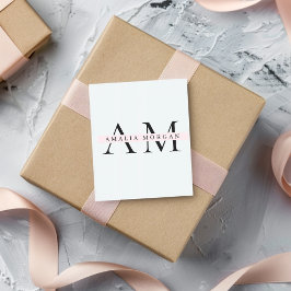 Minimaler Pastelrosa Anfangskleber und Personalisi Quadratischer Aufkleber