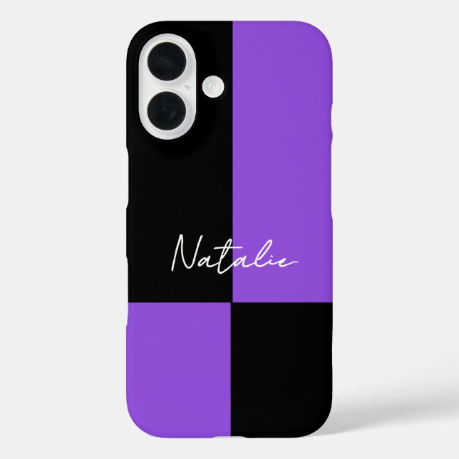 Minimaler Personalisierter Violett- und Schwarz-Fa Case-Mate iPhone Hülle (Rückseite)