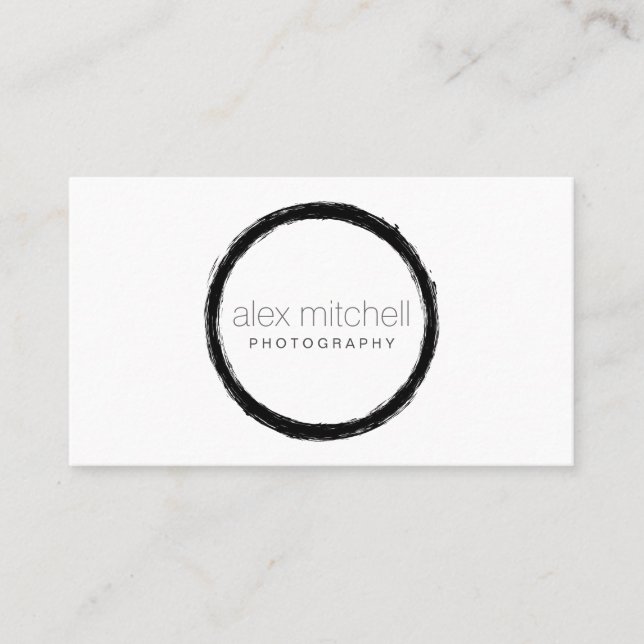 Minimaler Pinselstrich Circle Fotograf Visitenkarte (Vorderseite)