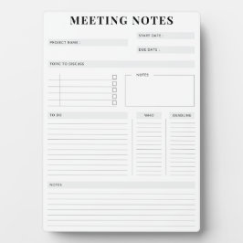 Minimaler professioneller Meeting Notes-Planer Fotoplatte