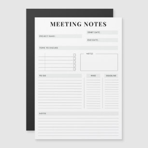 Minimaler professioneller Meeting Notes-Planer Magneteinladung