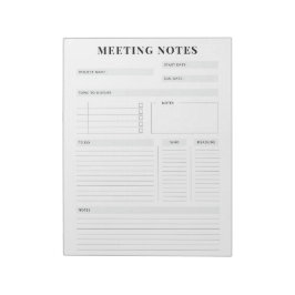 Minimaler professioneller Meeting Notes-Planer Notizblock