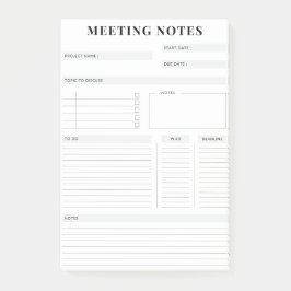 Minimaler professioneller Meeting Notes-Planer Post-it Klebezettel