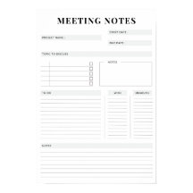 Minimaler professioneller Meeting Notes-Planer