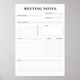 Minimaler professioneller Meeting Notes-Planer Poster