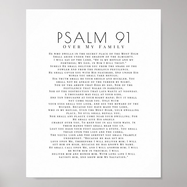Minimaler Psalm 91 über meine Familie Christlich Poster (Vorne)