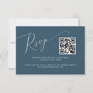 Minimaler QR-Code für Aquamarine Hochzeiten RSVP Karte