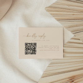 Minimaler QR-Code für Beige-Hochzeit RSVP Karte