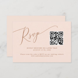 Minimaler QR-Code für Hochzeitssehen in Rosa RSVP Karte