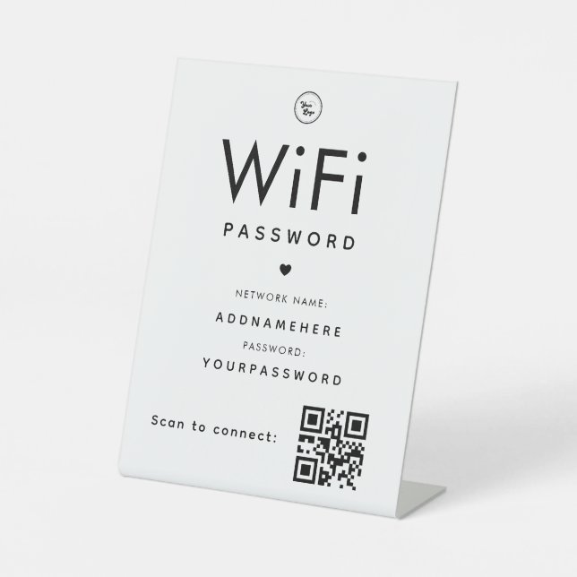 Minimaler QR-Code für WiFi-Kennwörter Business-Log Sockelschild (Vorderseite)