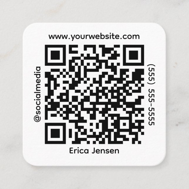 Minimaler QR-Code-Inhaber Quadratische Visitenkarte (Vorderseite)