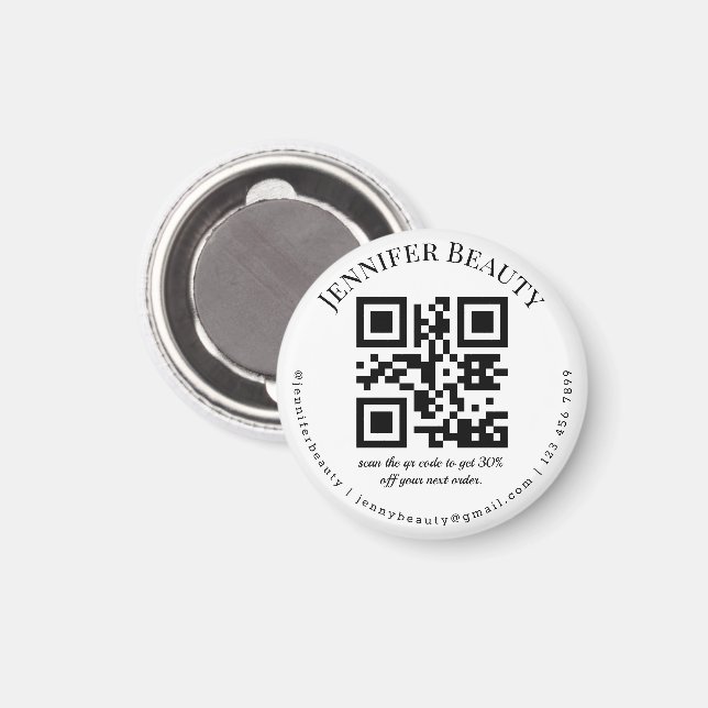 Minimaler qr-Code kleiner Business Schönheitssalon Magnet (Vorderseite/Rückseite)