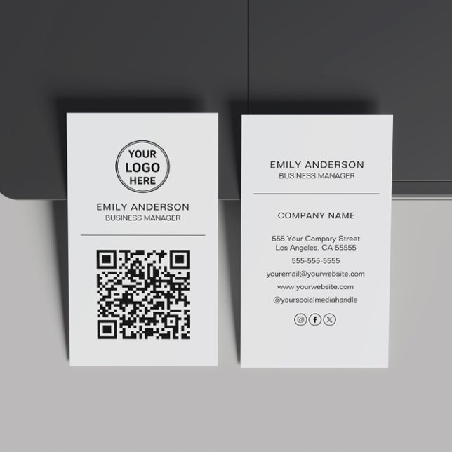 Minimaler QR-Code-Logo-Minimal grau Visitenkarte (Custom QR Code Logo Minimal Gray Business Card)