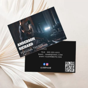 Minimaler QR-Code   Personal Trainer Fitness Foto Visitenkarte