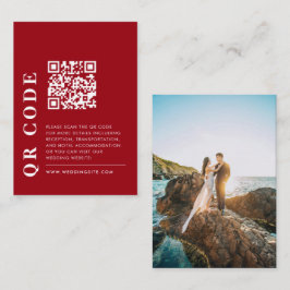 Minimaler QR-Code Rot und Weiß-Hochzeitdetails-Fot Begleitkarte