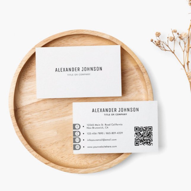 Minimaler QR-Code Schwarz und Weiß Visitenkarte (Von Creator hochgeladen)