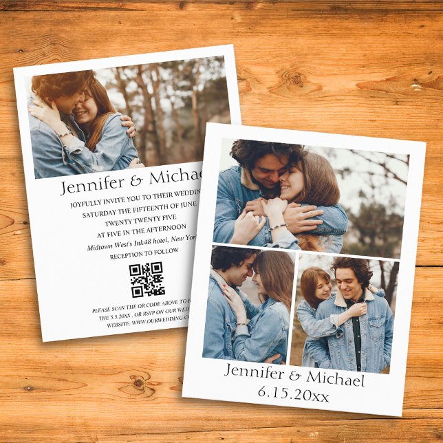Minimaler qr Code uAwg 4 Fotos Hochzeitseinladung (Von Creator hochgeladen)
