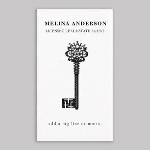 Minimaler Real Anwesen Vintager Schlüssel Visitenkarte