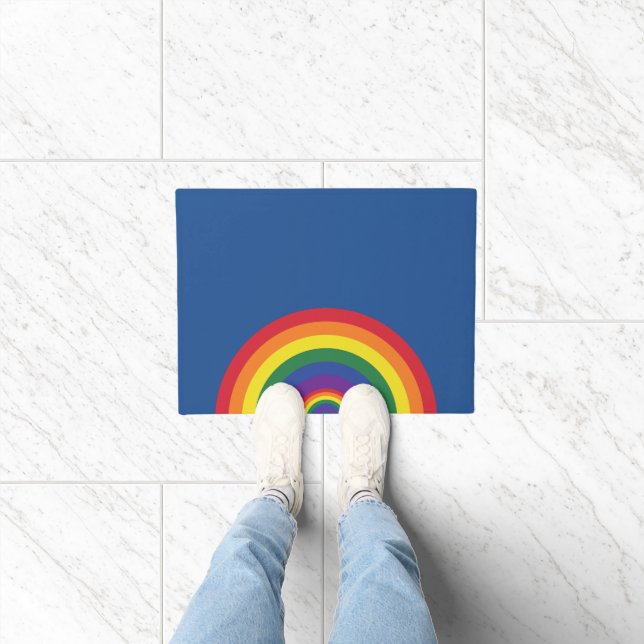 Minimaler Regenbogenbogen Moderne Farbige Aussage  Fußmatte (Indoor)