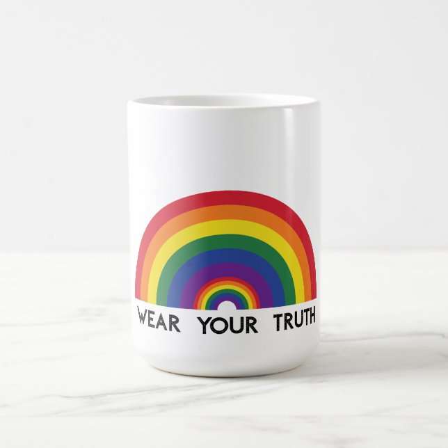 Minimaler Regenbogenbogen Moderne Farbige Aussage  Kaffeetasse (Mittel)