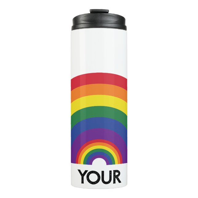 Minimaler Regenbogenbogen Moderne Farbige Aussage  Thermosbecher (Vorderseite)