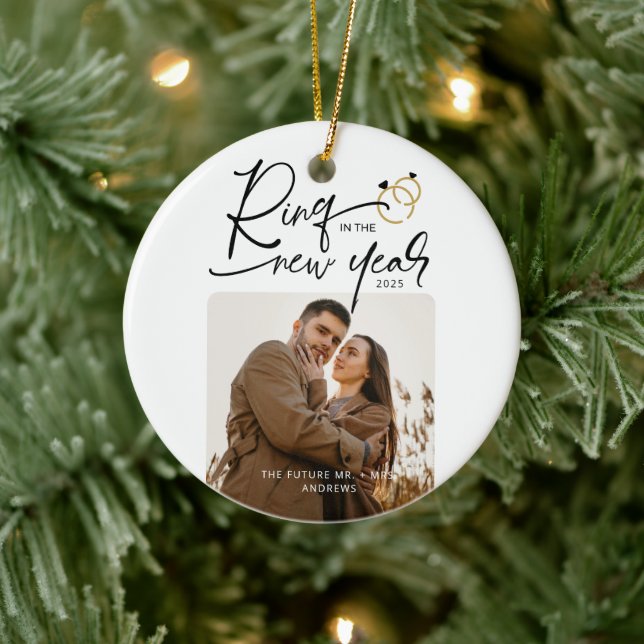 Minimaler Ring in der Neujahrsweihnacht der Verlob Keramik Ornament (Baum)