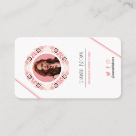 Minimaler rosa Foto QR-Code Gemustert Visitenkarte