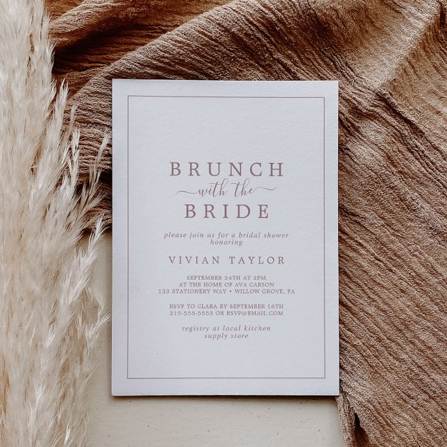 Minimaler Rose Gold Brunch mit Bride Brautparty Einladung (Von Creator hochgeladen)
