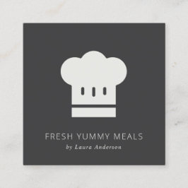 Minimaler rustikaler Schwarz-Weiß-Koch-Hut-Caterin Quadratische Visitenkarte