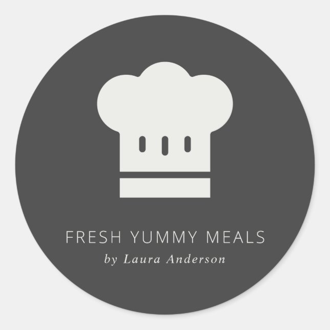 Minimaler rustikaler Schwarz-Weiß-Koch-Hut-Caterin Runder Aufkleber (Vorderseite)