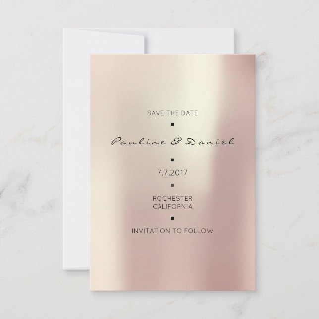 Minimaler Save the Date rosa Rose Gold Blush (Vorderseite)
