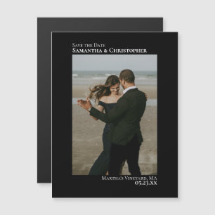 Minimaler Save the Date vertikaler Foto-Schwarz Magnetkarte