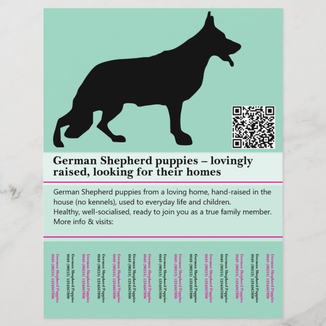 Minimaler Schäferhund personalisierter Flyer (Vorne)