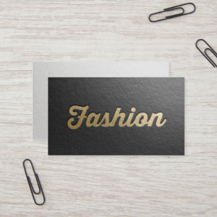 Minimaler Schwarz/Gold-Stylist mit Embossed Text F Visitenkarte