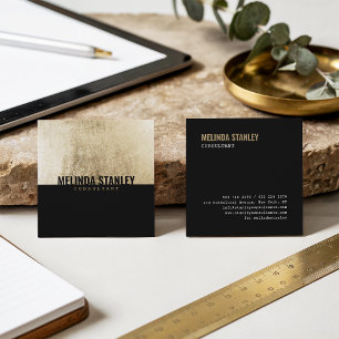 Minimaler schwarz schick goldbelag eleganter Farbb Quadratische Visitenkarte