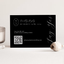 Minimaler Schwarz-Weiß-QR-Code Hochzeit RSVP