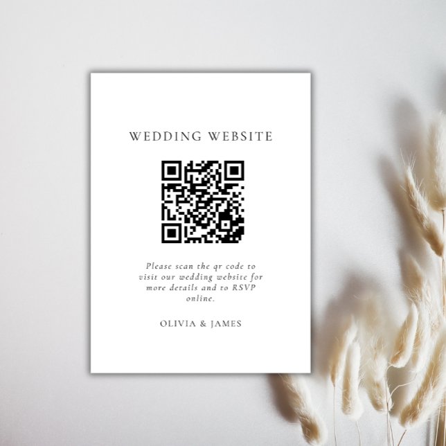 Minimaler Schwarz-Weiß-QR-Code-Hochzeitsstil Chic Begleitkarte (Minimal Black and White QR Code Wedding Chic Enclosure Card)