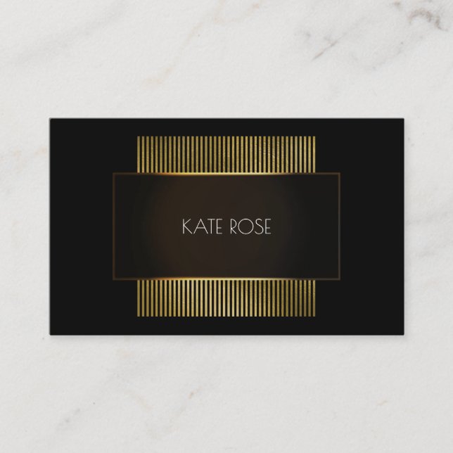 Minimaler Schwarz-weißer Goldrahmen-Friseur Visitenkarte (Vorderseite)